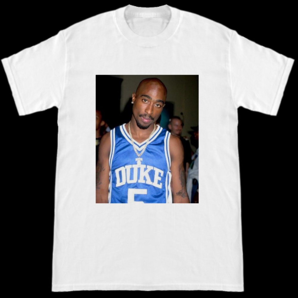 Tupac Shakur 2Pac Wearing Duke Blue Devils Jersey